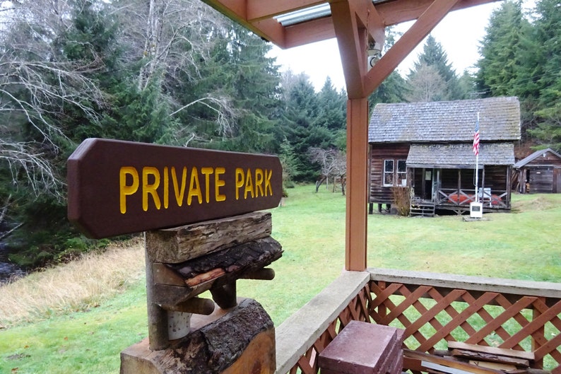 PRIVATE PARK Sign, National Park style trail road street cabin lodge campground sign. Hand carved routed painted reflective letters sp883 image 2