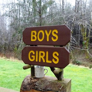 BOYS & GIRLS Vintage park style signs, restroom shower toilet cabin lodge campground signs. Hand carved routed reflective lettering ma012D image 6