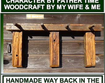 Rustic Reclaimed Utility Pole Coat Rack - Handmade Wood Towel Hanger