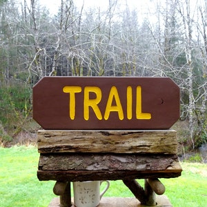 National Park style TRAIL marker sign,  path trail road home cabin campground sign. Hand carved routed reflective lettering sp83+