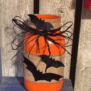 Flying Bats Mason Jar, Halloween mason jar, Fall mason jar, Rustic decor