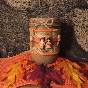 Indian Mason Jar, Thanksgiving mason jar, Fall mason jar, Rustic decor