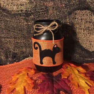 Cat Mason Jar, halloween mason jar, rustic home decor