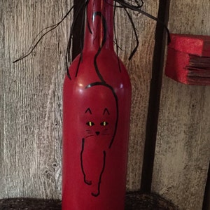 Black Cat, Wine Bottle Light, Halloween