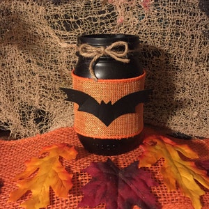 Bat mason jar, halloween mason jar, rustic home decor