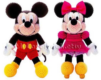 Mickey Mouse & Minnie Mouse Amigurumi Crochet PDF Pattern in English