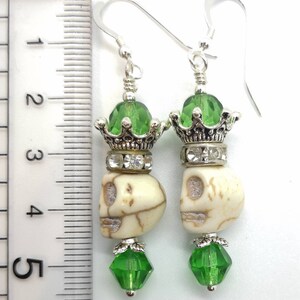 Earrings skull punk bead earrings black crystal skull crown earrings fantasy jewellery gothic earrings gothic jewellery skull lover gift image 5