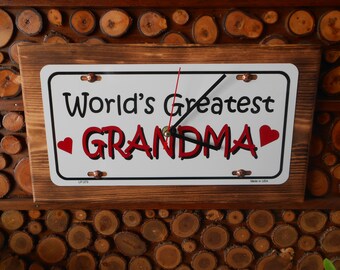 Worlds Greatest Grandma License Plate Clock, Handmade, Official Plate, Unique, ManCave, Gift.