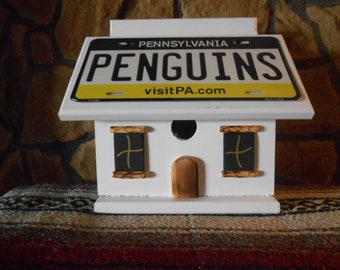 Pittsburgh Penguins Hockey License Plate  Bird House, unique, outdoor, garden