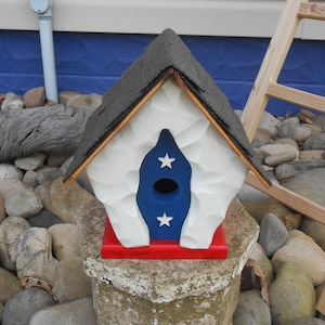 Wood Handmade Patriotic Birdhouse