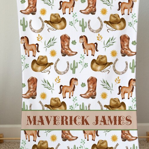 Cowboy Blanket Personalized Baby Boy Blanket Western Theme Etsy