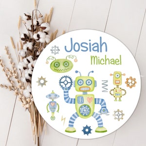 Personalized Robots Name Wood Sign | Birth Announcement | Nursery Wall Decor | Newborn Photo Prop | Baby Boy Room Art | Shower Gift