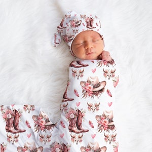 COWGIRL Baby Girl Blanket Swaddle Blanket Set Crib Baby Blanket Baby Gift Baby Nursery Bedding Crib Sheet Baby Bedding Baby Swaddle Set