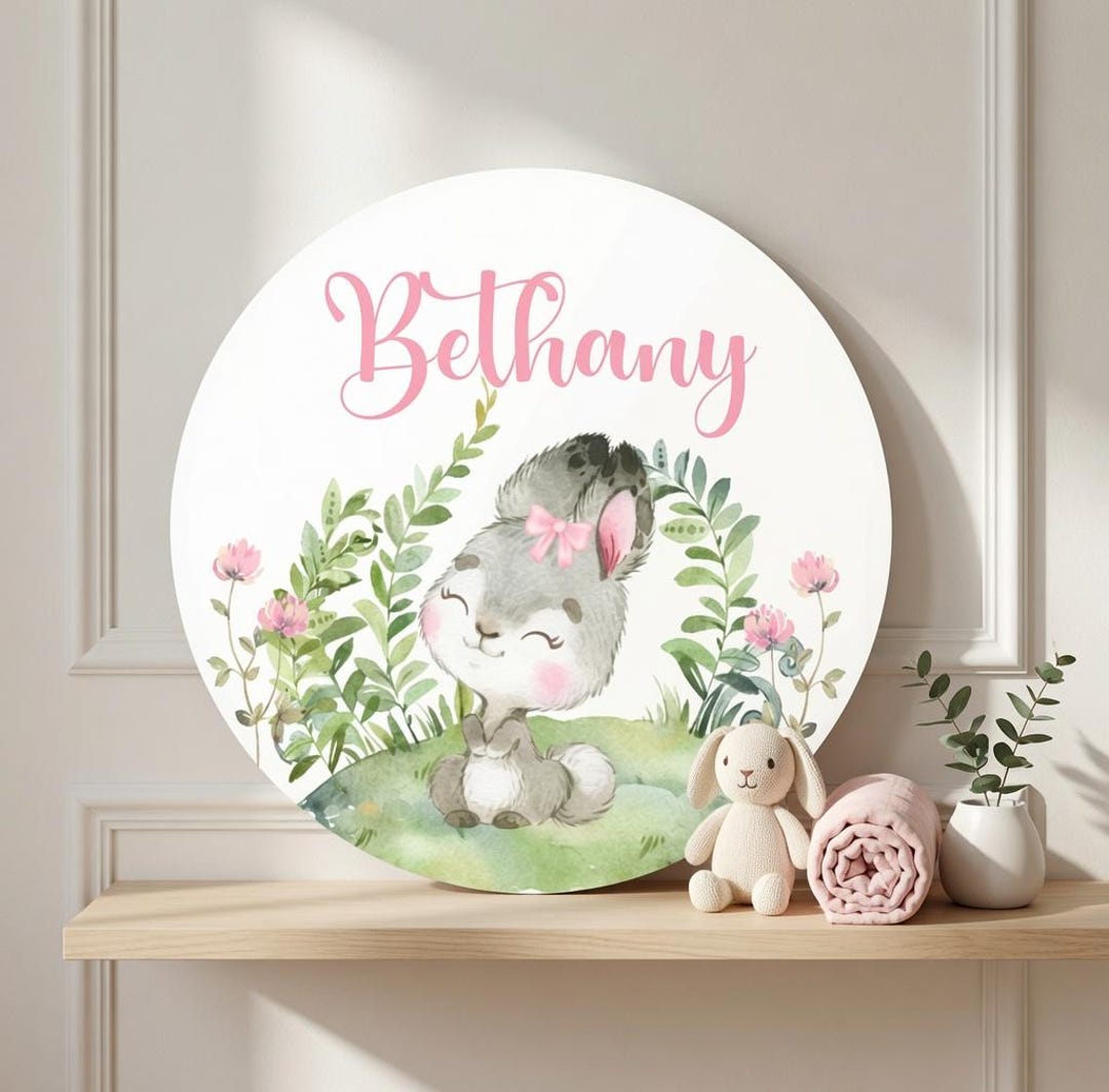 Name Sign For Rabbit Personalized Bunny Rabbit Name Wood Sign | Birth Announcement | Nursery ...