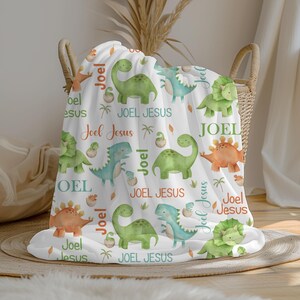 Personalized DinosaUr Baby Boy Blanket, Crib Blanket Dinosaur Boy Blanket Baby Gift Custom Name Blanket for Boy Fleece Minky Sherpa Blanket