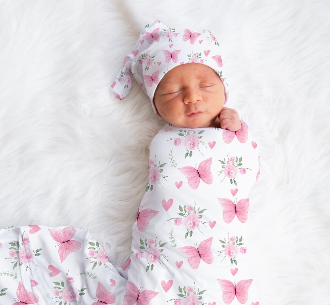 Butterfly Baby Girl Swaddle Blanket Newborn Swaddle Blanket Etsy