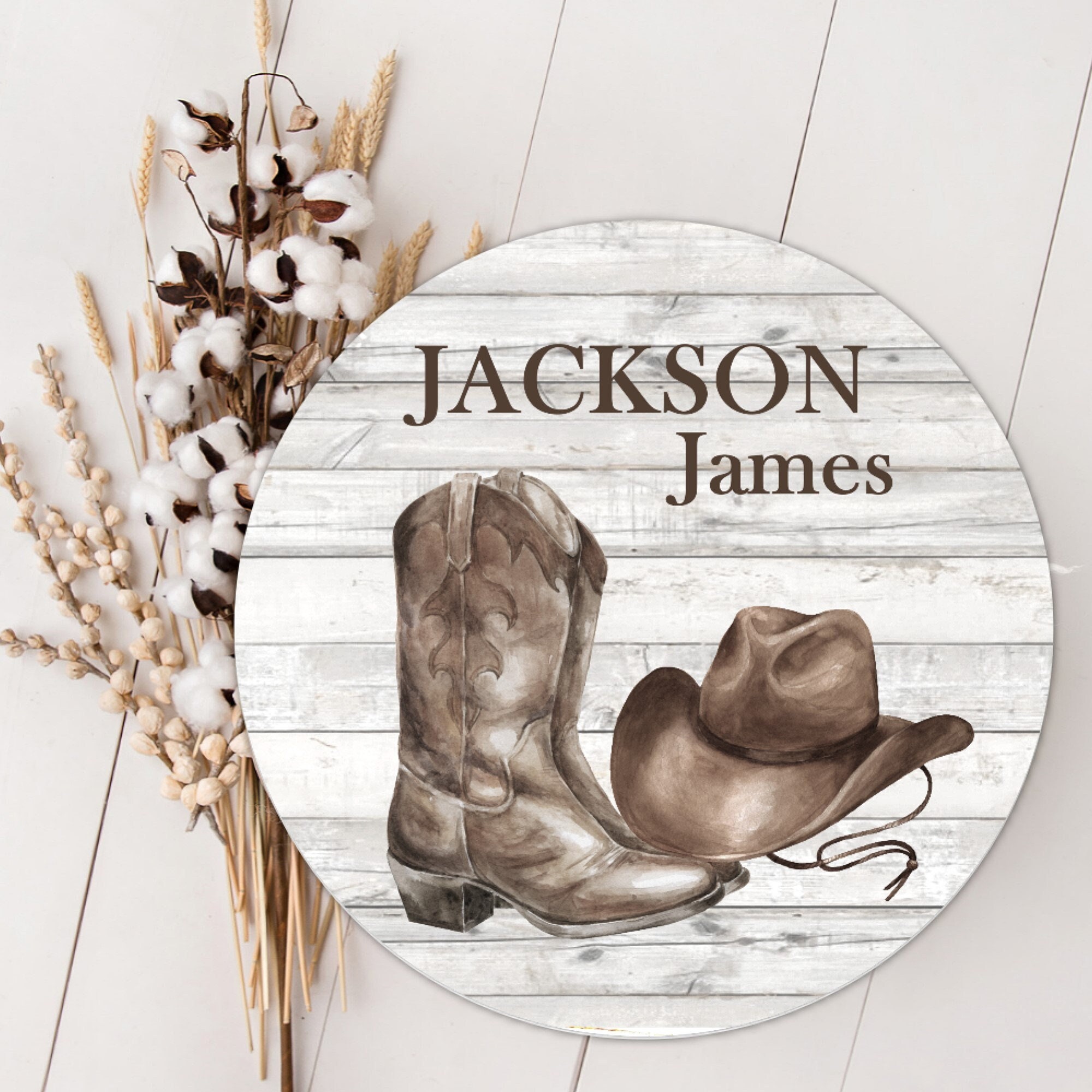 Baby Boy Name Sign Rustic Western Baby Sign Baby Name Sign Birth Announcement Sign Wood Wall Decor Baby Nursery Decor Baby Gift Cowboy Decor