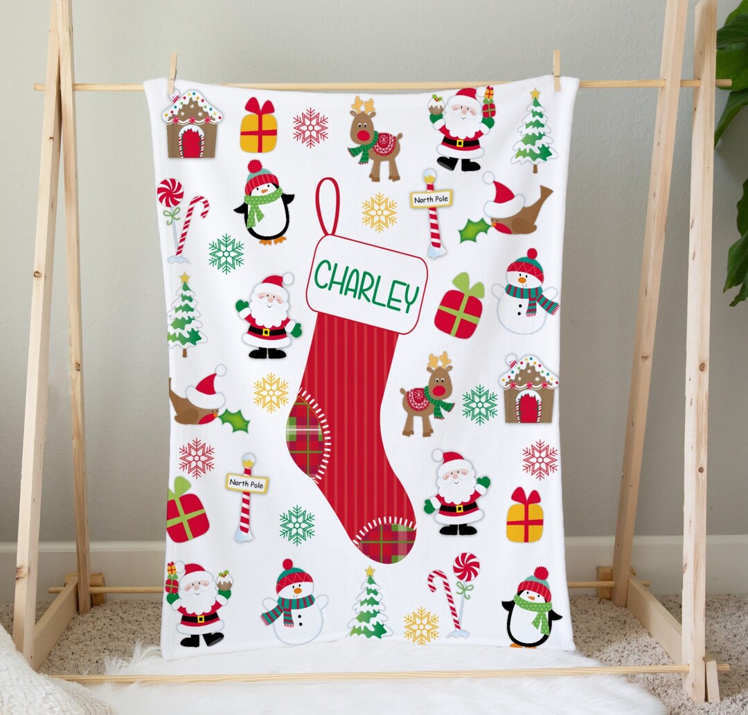 Christmas Blanket, Personalized Kids Christmas Blanket, Holiday Blanket ...