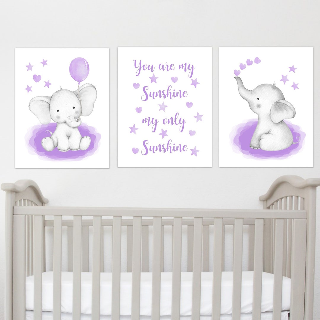 Elephants Baby Girl Nursery Decor Baby Girl Elephant Print You Etsy