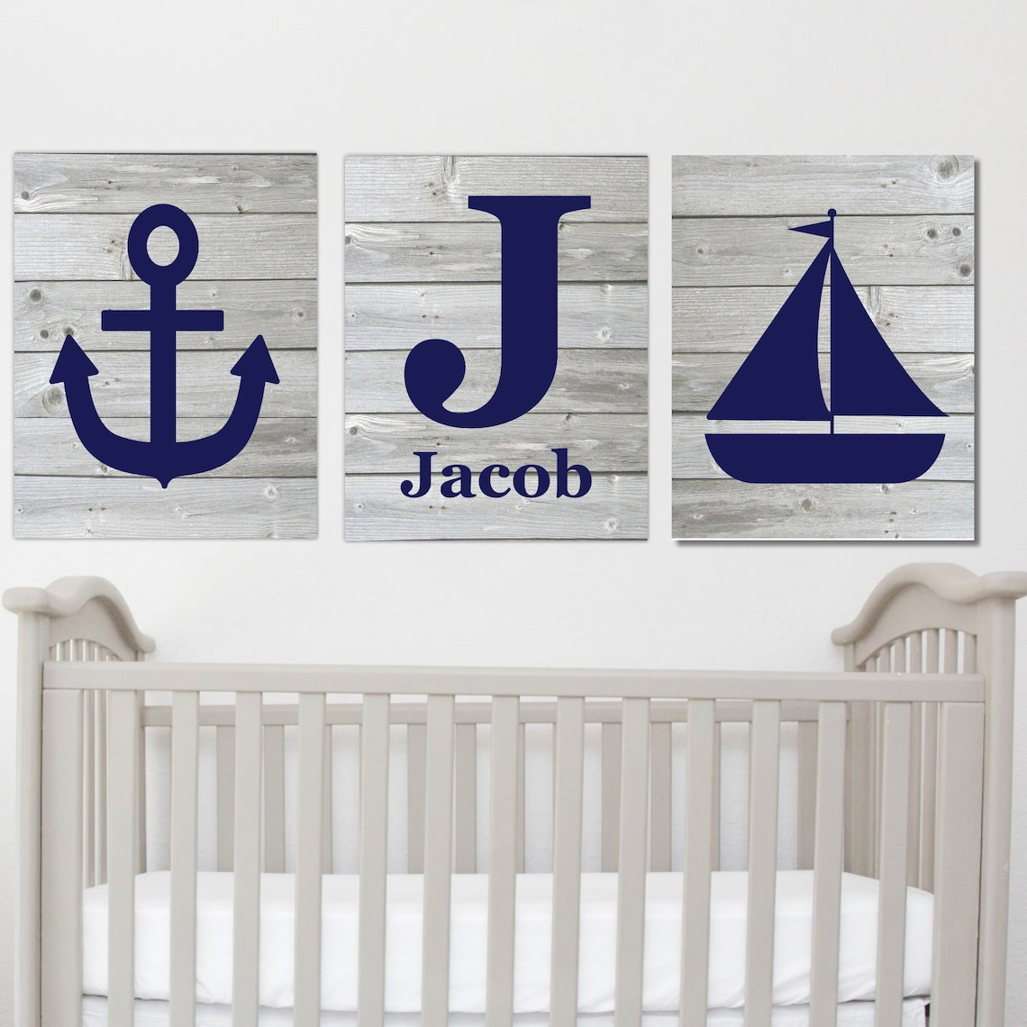 Nautical Wall Decor Baby Boy Nursery Art Navy Blue Nautical - Etsy