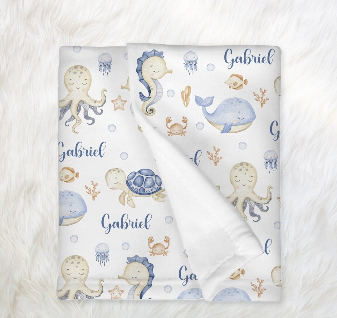 Sea Creatures Baby Boy Blanket Under the Sea Baby Blanket Etsy