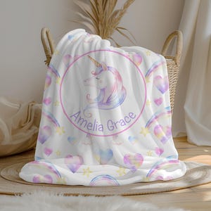 Personalized Unicorn Baby Girl Blanket Crib Blanket Baby Blanket Girl Custom Blanket Baby Shower Gift Minky Fleece Sherpa