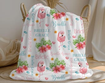 Personalized Baby Blanket With Sunflower & Elephant - Custom Name Nursery Blanket 30x40 Inches