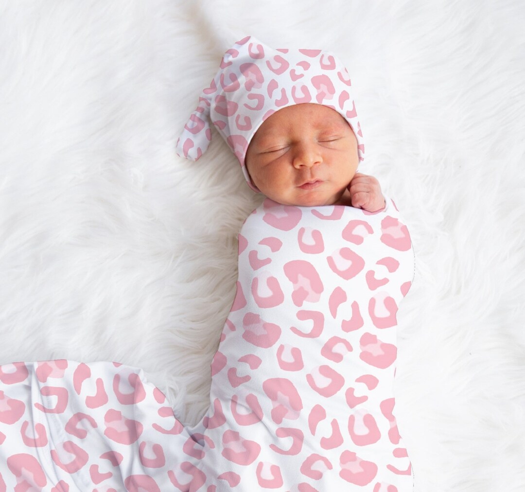 Baby Girl Swaddle Blanket Pink Leopard Print Swaddle Blanket Knot Baby