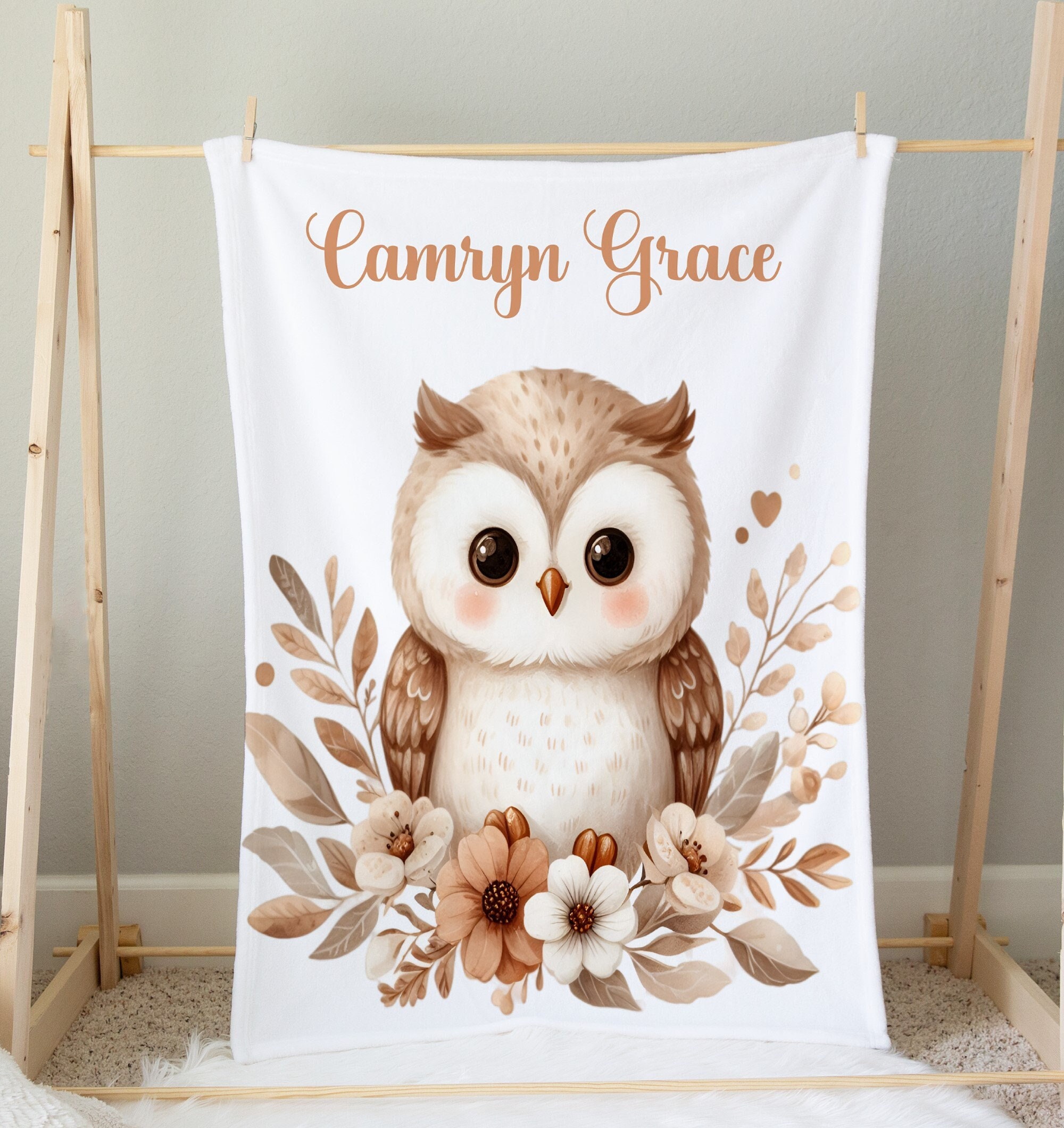 Owl Baby Girl Blanket Personalized Blanket Boho Baby Blanket Boho Owl Personalized Girl Name Blanket Baby Shower Gift Swaddle Etsy