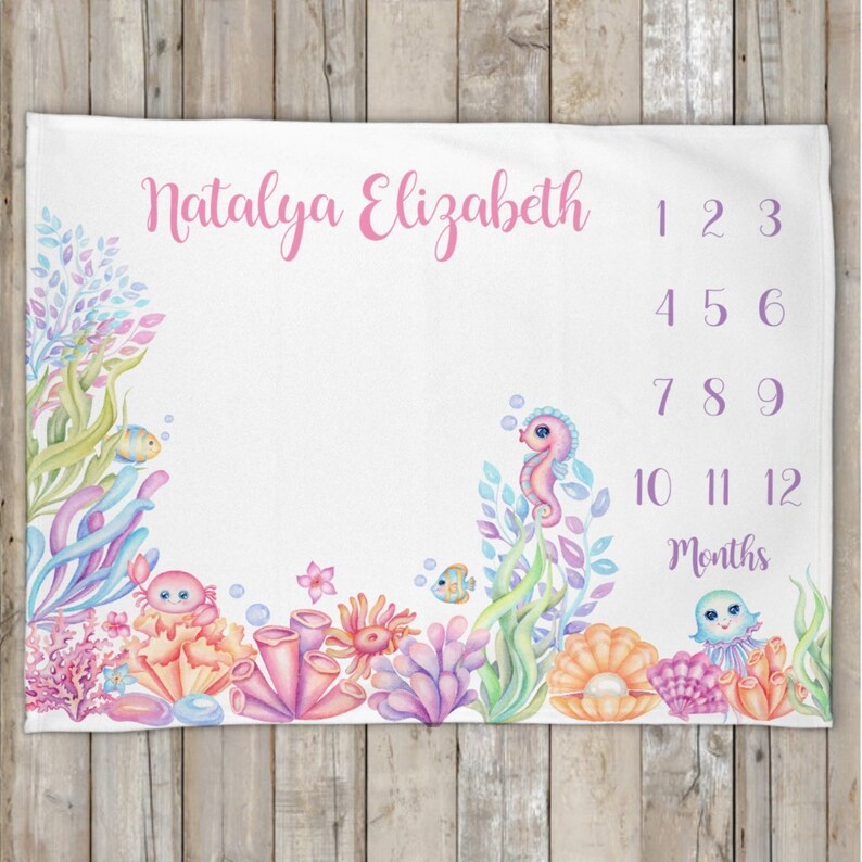 Under the Sea Baby Blanket Personalized Milestone Blanket Etsy