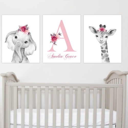 Girl Nursery Decor Nursery Wall Art Animals Safari Animals Etsy