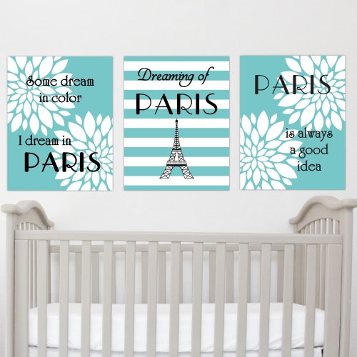 Paris Wall Art Teal Turquoise White Flower Burst Dahlia Mums Etsy