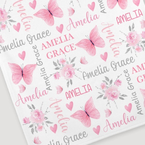 Personalized Sunflower Baby Blanket Girl Name Blanket Flower Etsy