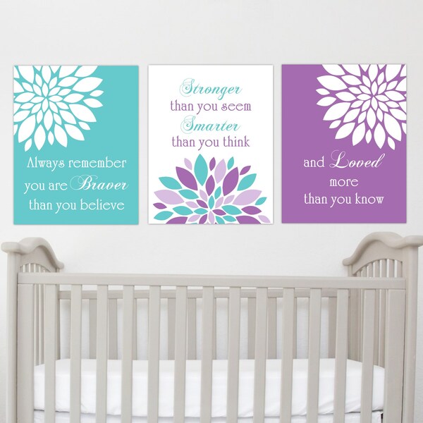 Purple Aqua Wall Art Etsy