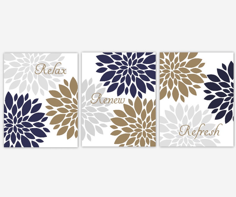 Bath Wall Art Flower Burst Relax Refresh Renew Spa Bath Wall | Etsy