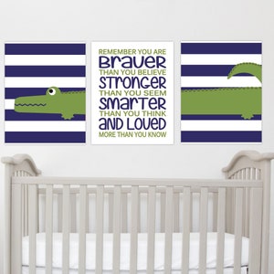 Alligator Boy Nursery Wall Art Alligator Navy Blue Green You Are Braver Boys Room Decor Nursery Prints Boys Bedroom Art Baby Boy Nursery Art