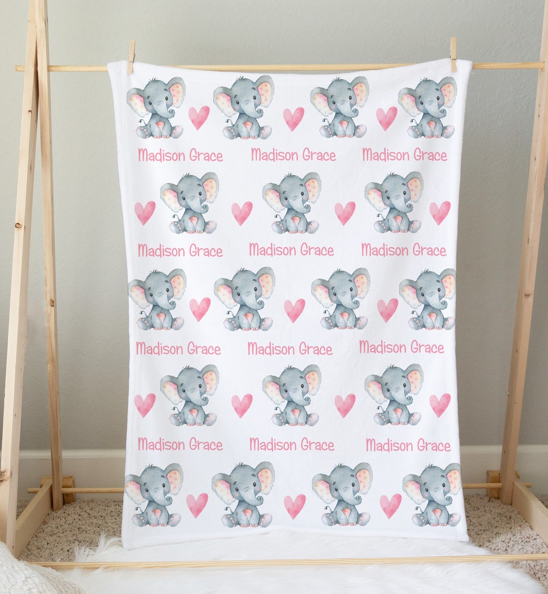 Elephant Baby Girl Blanket Pink Elephant Baby Blanket Newborn Etsy