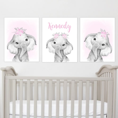 Baby Elephant Print Nursery Decor Nursery Wall Art Baby Etsy