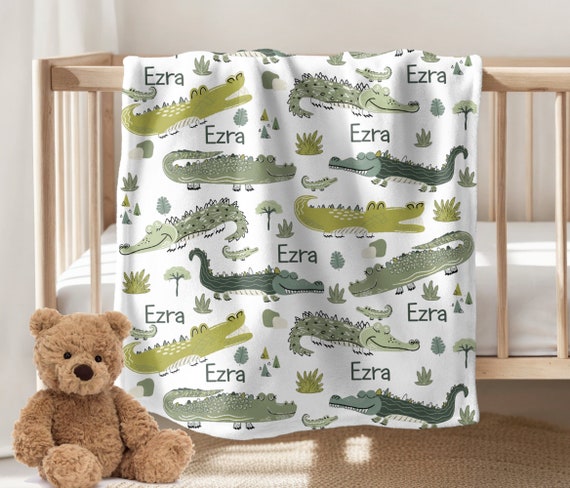 Personalized Baby Boy Blanket Crocodile Baby Boy Blanket Alligator Blanket Minky Fleece Sherpa Baby Blanket Baby Gift Custom Blanket Etsy