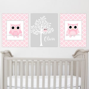 Owl Wall Decor Baby Girl Nursery Wall Art Owl Canvas Prints - Etsy