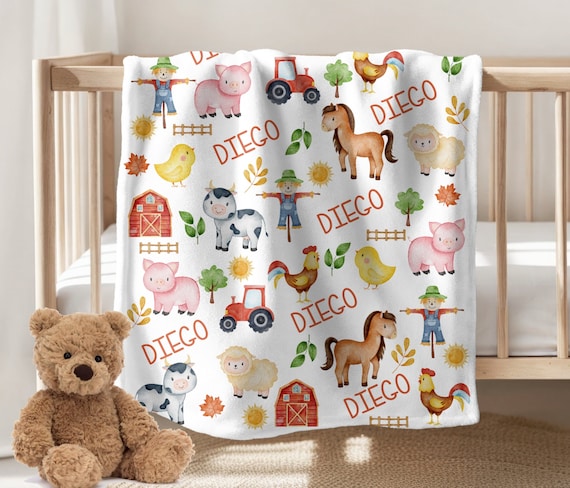 Farm animal baby blanket best sale