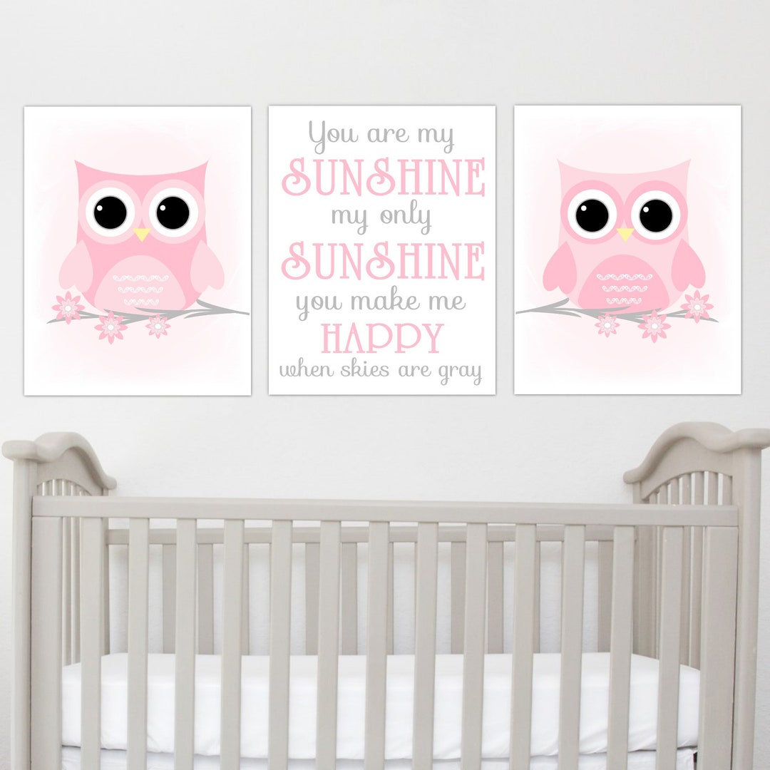 Owl Themed Nursery For Baby Girl Owl Nursery Wall Art Decor, Girl