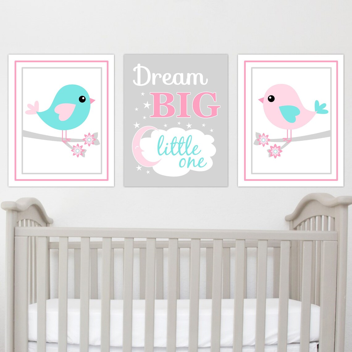 Baby Girl Nursery Wall Art Baby Bird Decor Baby Girl Decor Etsy