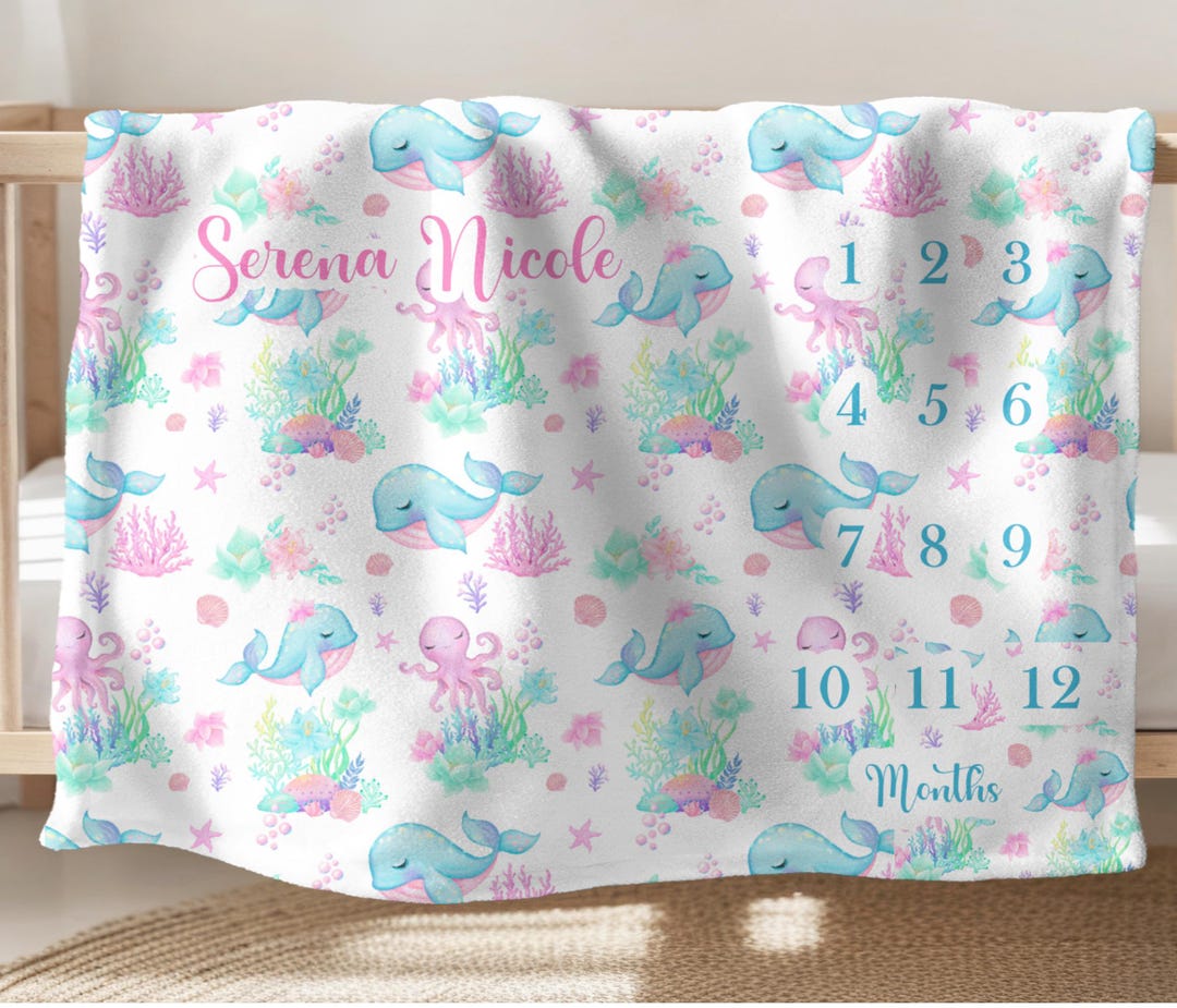 Under the Sea Baby Blanket Ocean Sea Life Blanket Milestone Blanket ...