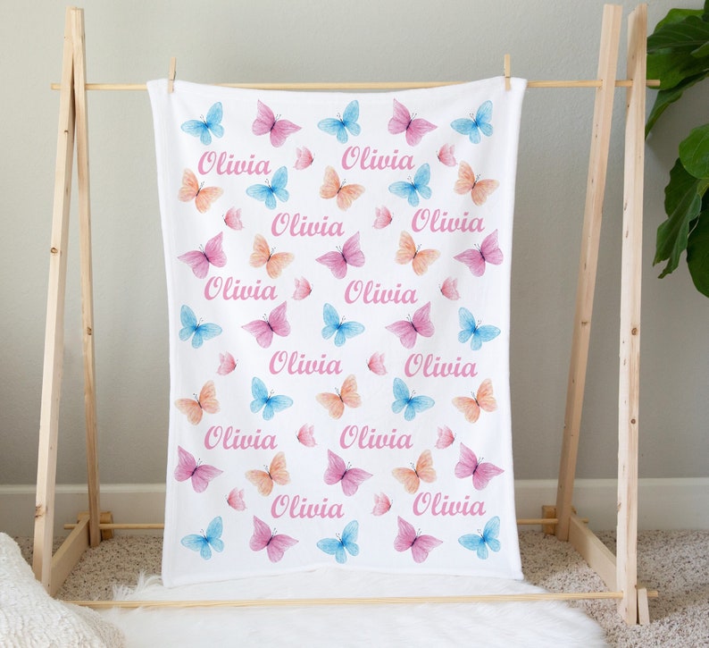 Personalized Girl Blanket Butterfly Baby Blanket Butterfly Etsy