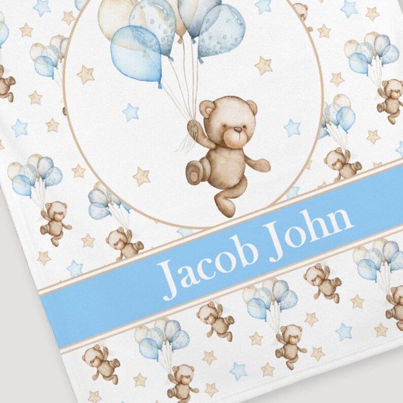 Personalized Teddy Bear Blanket Baby Boy Blanket Baby Blanket Etsy
