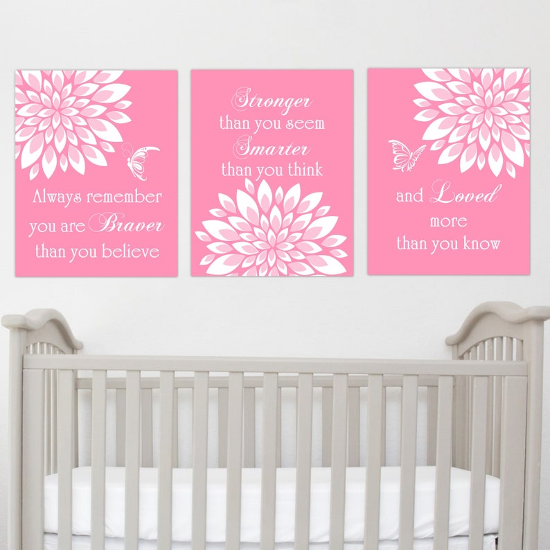 Pink Floral Art Baby Girl Nursery Wall Art Dahlia Pictures Mum Etsy