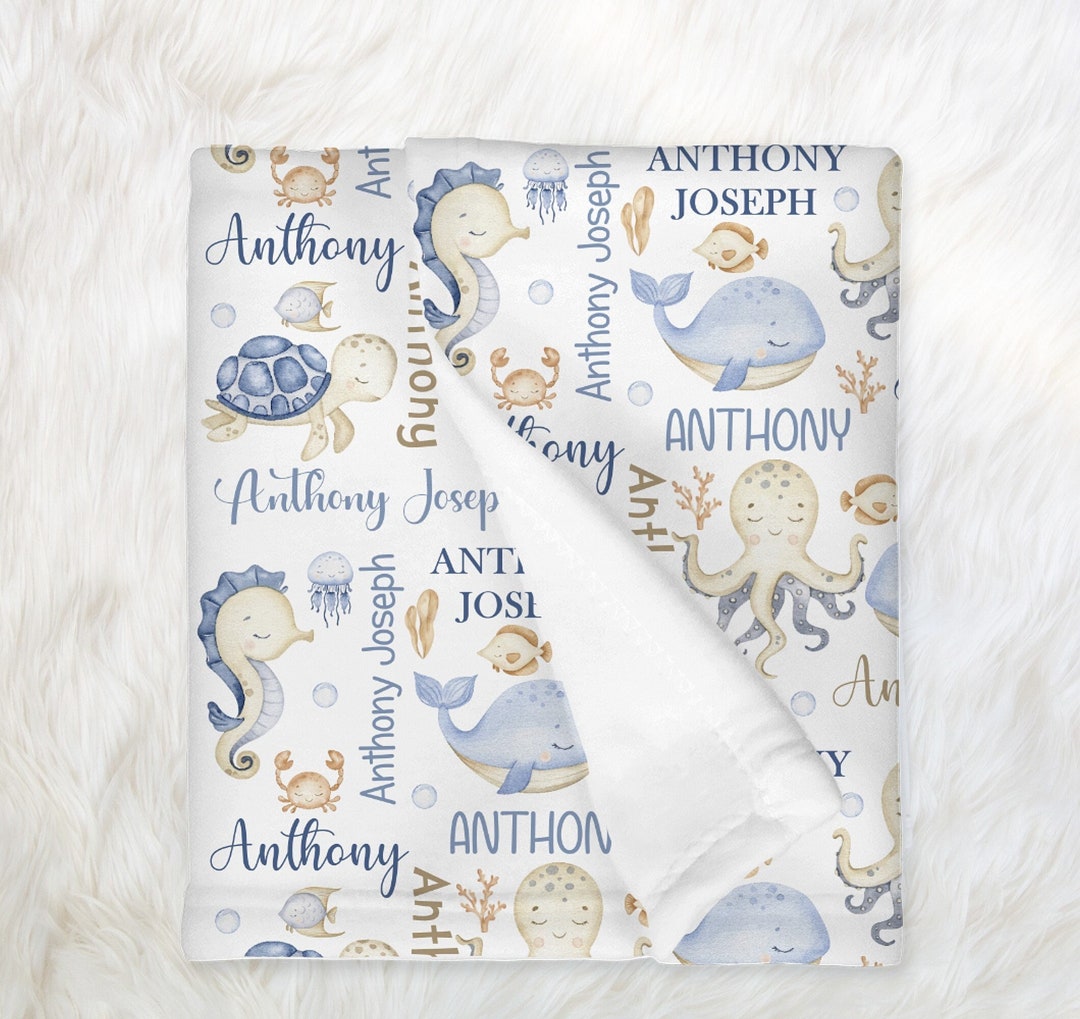 Sea Creatures Baby Boy Blanket Under the Sea Baby Blanket, Newborn Baby