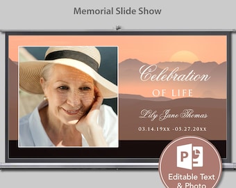 Funeral Slideshow Template, Sunset Funeral Slideshow, Sunset Memorial Slideshow Template, Life Tribute Video, Sunset Funeral Photo Memory