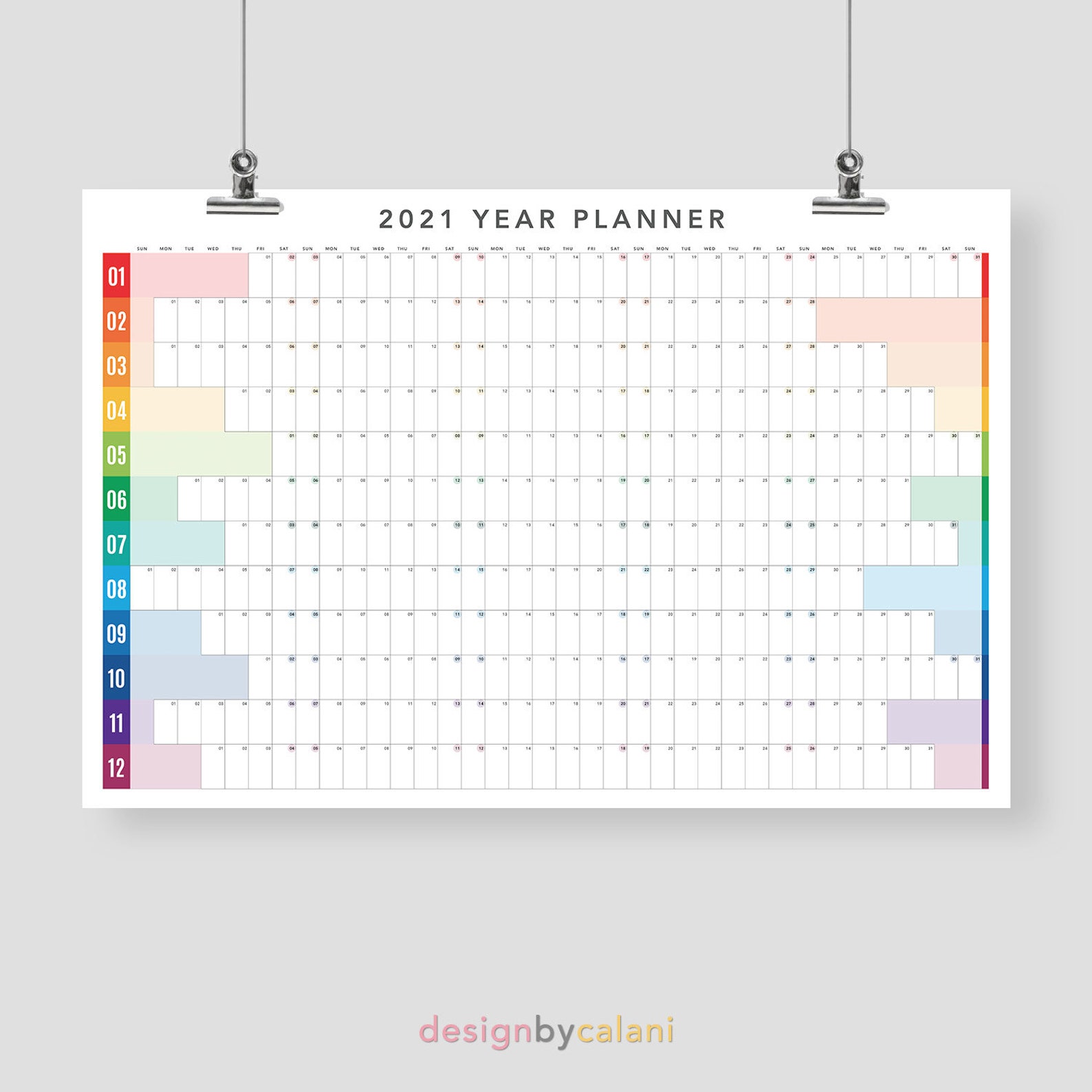 2021 Year Planner 2021 Printable Planner Annual Wall Etsy